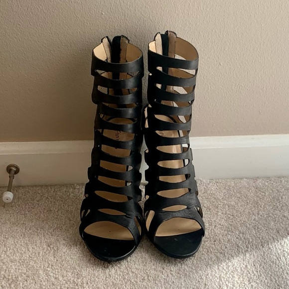 Leather Zigi Soho Trump Strappy Open Toed Booties Heels - Picture 8 of 9